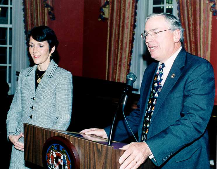 Mrs. Glendening and Henry Stansbury speak at Government House