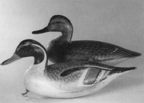 Pintail hen and drake by Ira Hudson c. 1930's, restored by Mark McNair